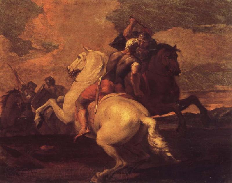 Francesco Simonini Two battle ends horseman Norge oil painting art